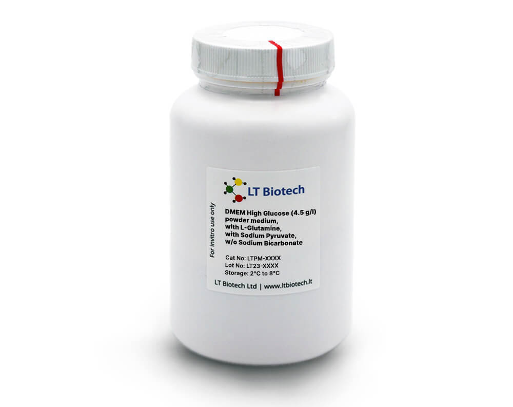 DMEM High Glucose (4.5 g/l) powder medium, with L-Glutamine, with Sodium Pyruvate, w/o Sodium Bicarbonate
